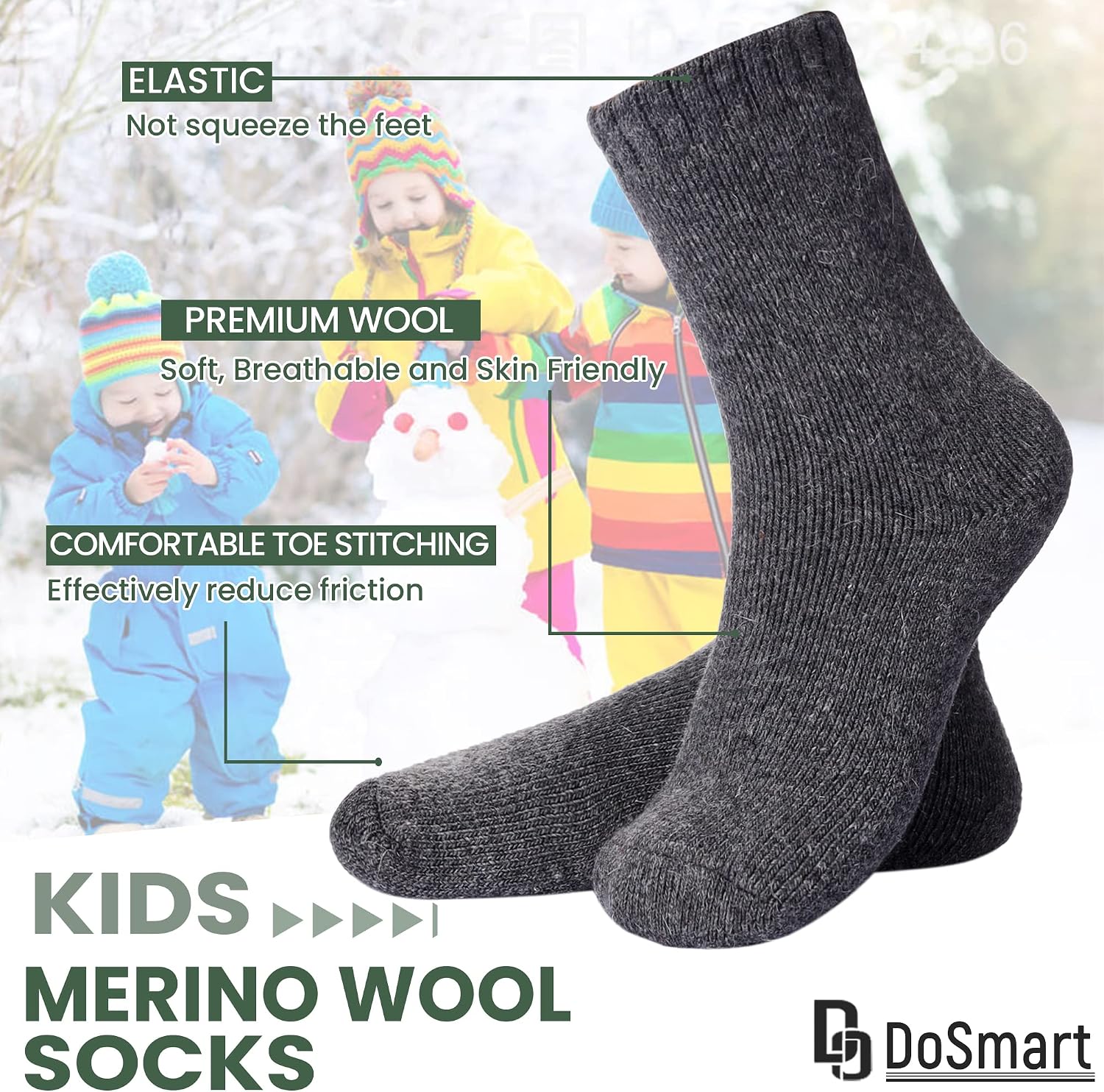 Detalle 2 de DoSmart Children's Winter Wool Socks 6 Pairs
