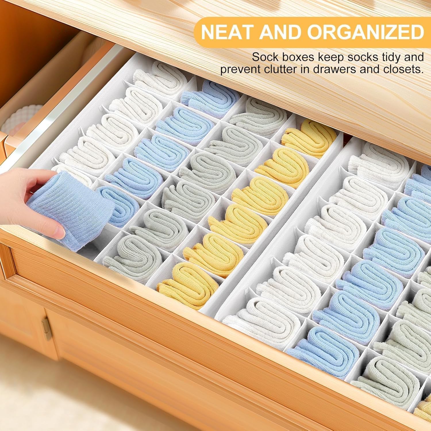 Thumbnail 5 de DIMJ 6-Pack Foldable Sock Drawer Organisers – White, 24 Cells, 11.81 x 11.81 x 3.54in