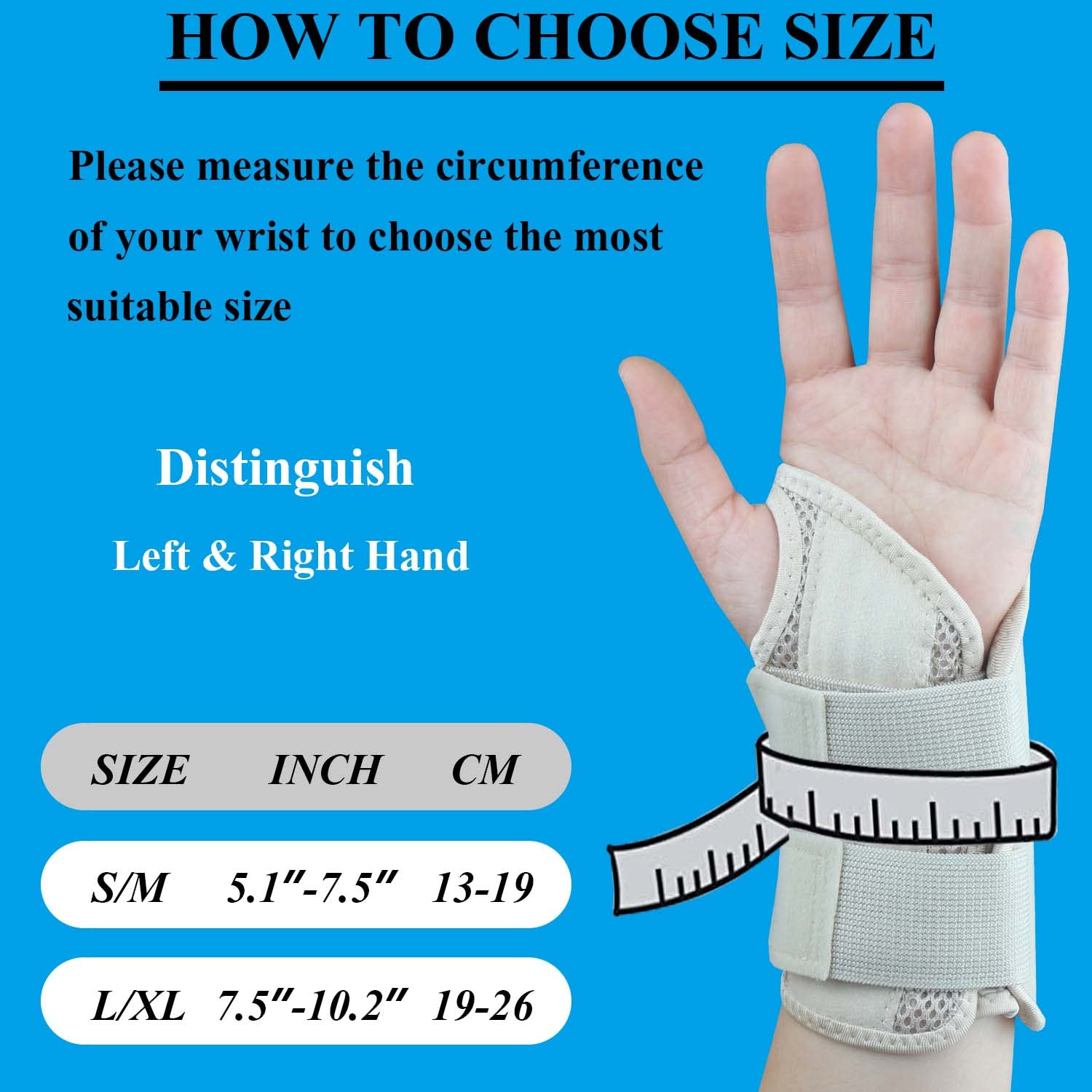 Detalle 2 de Tianhengyi Wrist Brace for Carpal Tunnel, Right Hand S/M, Khaki