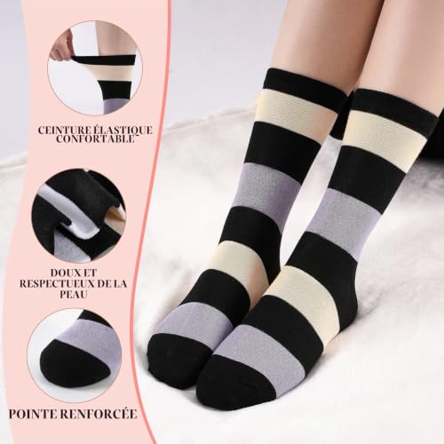 Thumbnail 6 de Cirorld 10 paires de chaussettes femme mi-hautes, coton peigné, taille 39-42