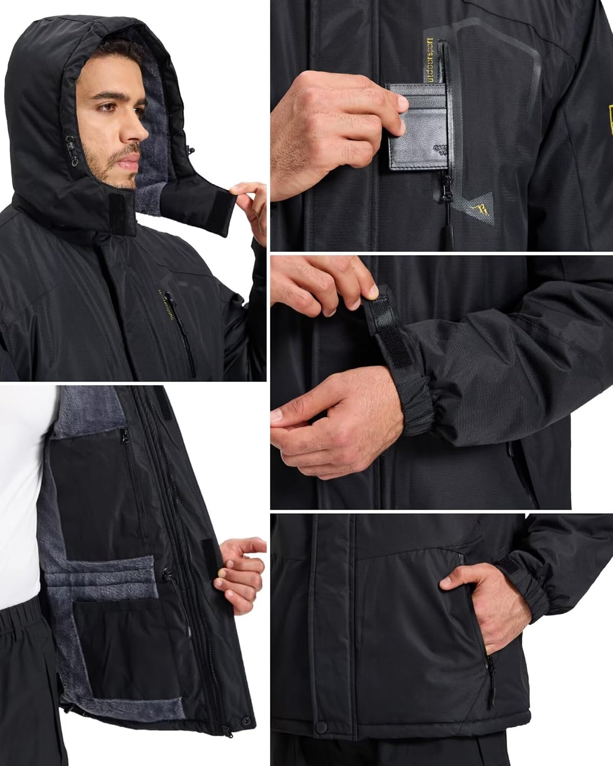 Detalle 2 de PrimeCrest Hombres Chaqueta impermeable con capucha desmontable