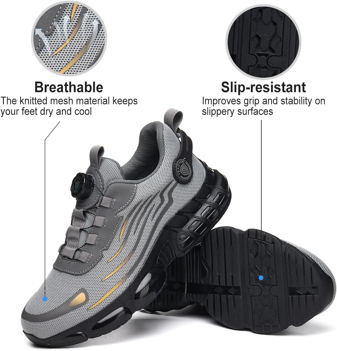Thumbnail 4 de YEKOYIOO Chaussures de sécurité homme/femme – Basket de sécurité légère, respirante et antidérapante avec embout acier (38–46 EU)