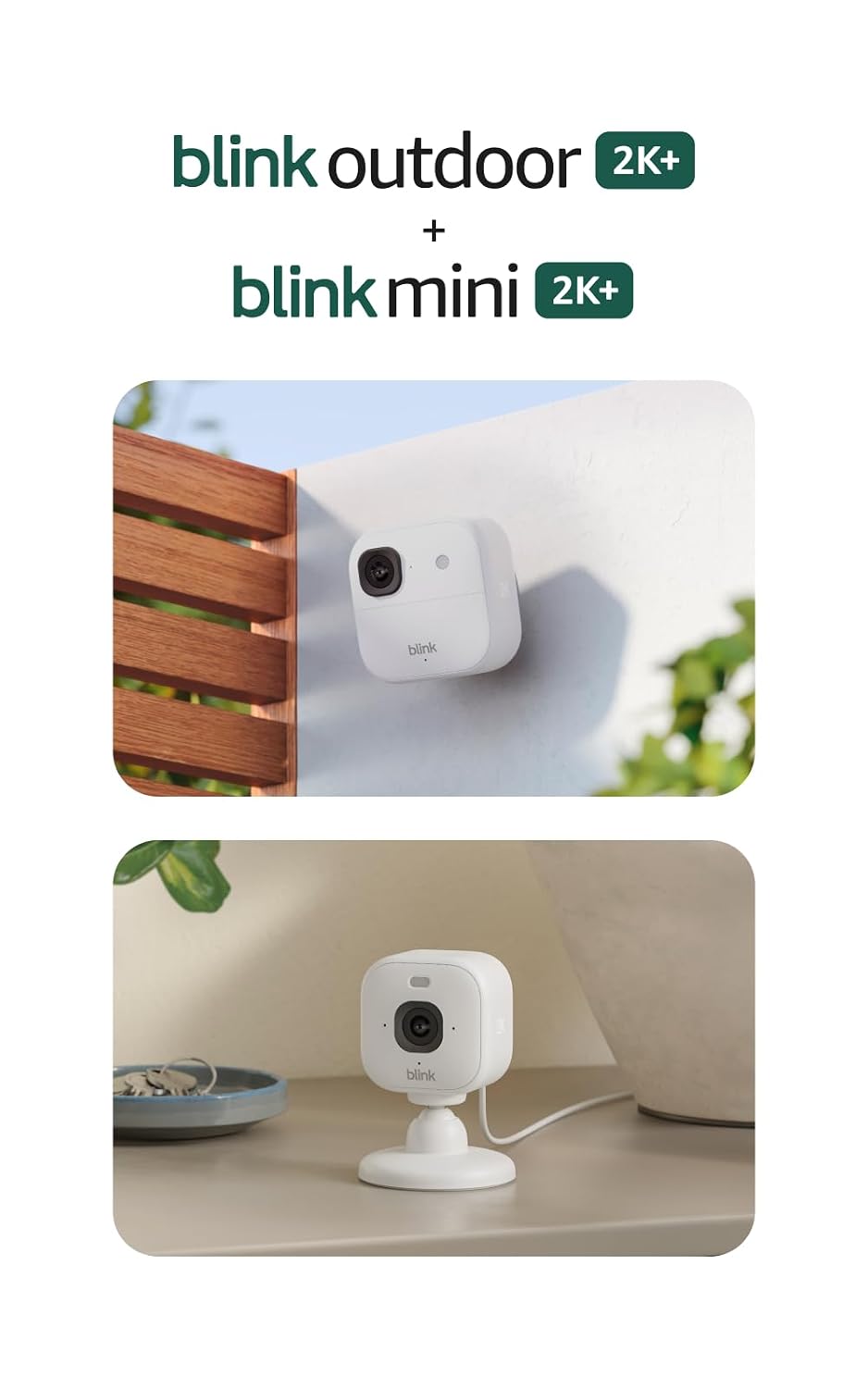 Detalle de Blink Outdoor 2K+ and Mini 2K+ 4-Camera Security System with Sync Module Core