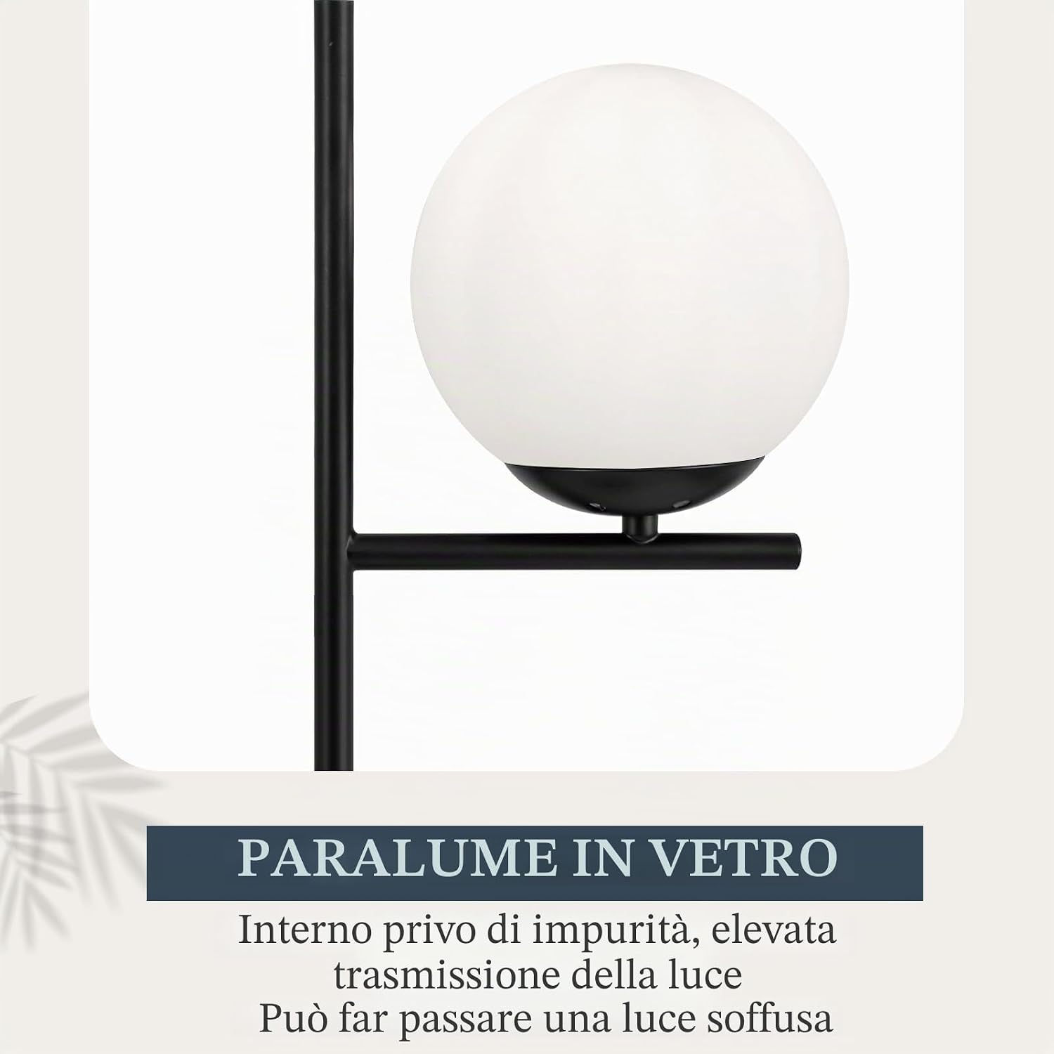 Detalle de ZMH Lampada da terra industriale nera con paralume in vetro bianco e interruttore a pedale