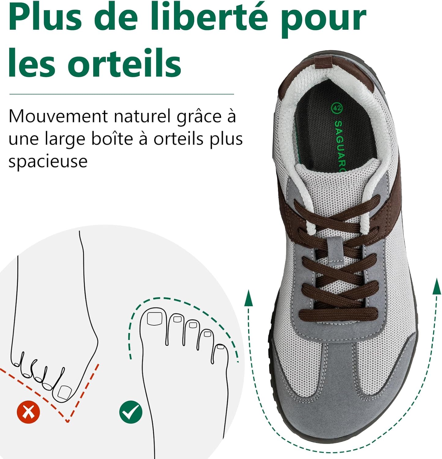 Thumbnail 2 de SAGUARO Chaussures Minimaliste Barefoot pour Homme – Bout Large et zéro drop