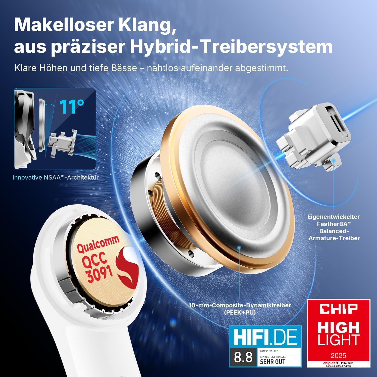 Detalle 2 de EarFun Air Pro 4+ Bluetooth Kopfhörer 54 Std.