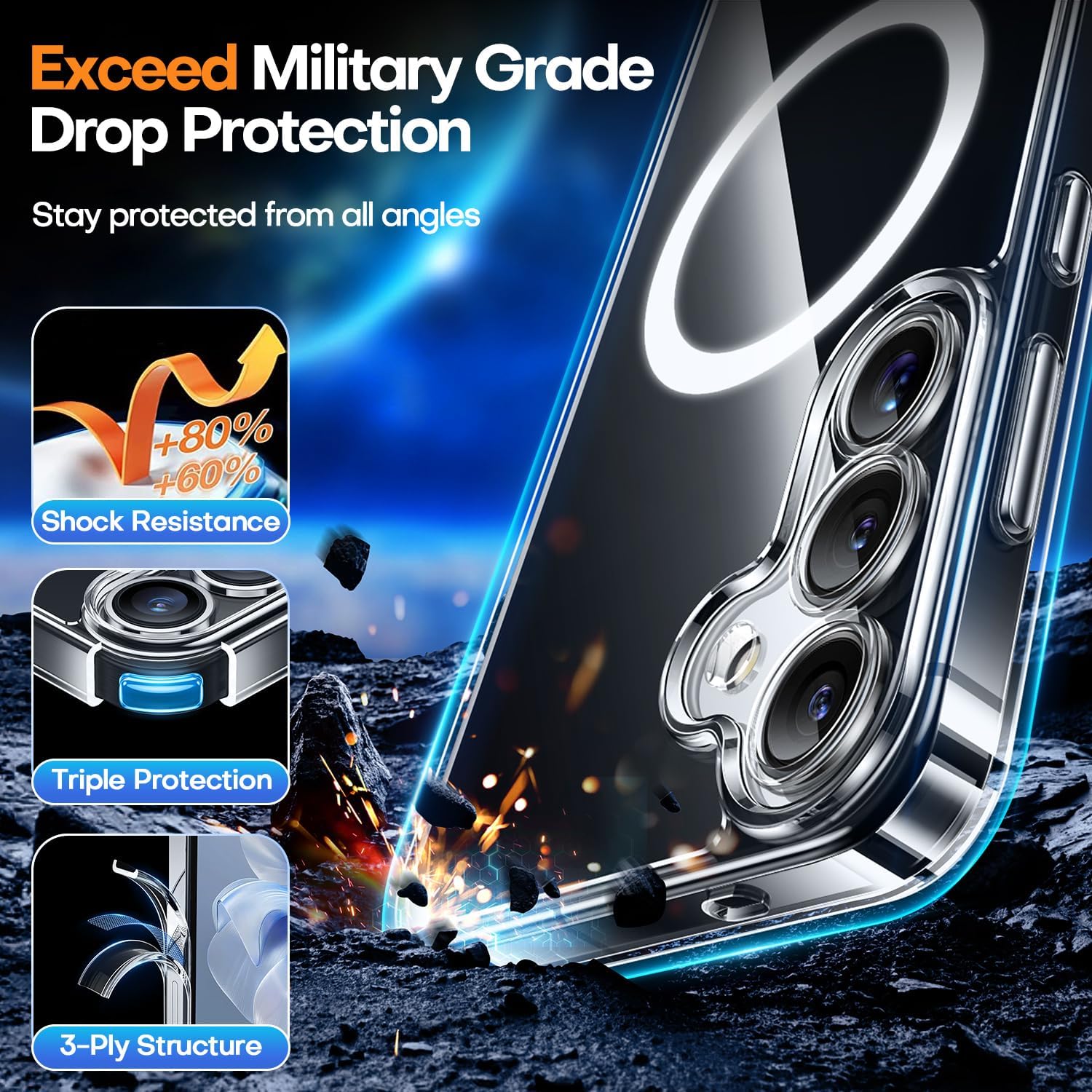 Thumbnail 4 de CANSHN Coque magnétique pour Samsung Galaxy S24 – Airbags et protection caméra renforcée