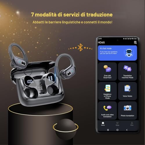 Thumbnail 1 de STECEi AI Cuffie Traduzione 3 in 1: traduzione in tempo reale, ascolto e chiamate con Bluetooth 5.4