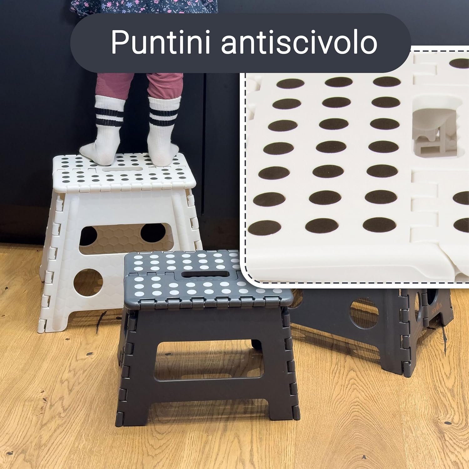 Detalle de ZOLLNER Sgabello pieghevole 30 cm – sedia pieghevole bianca, versatile per casa e campeggio