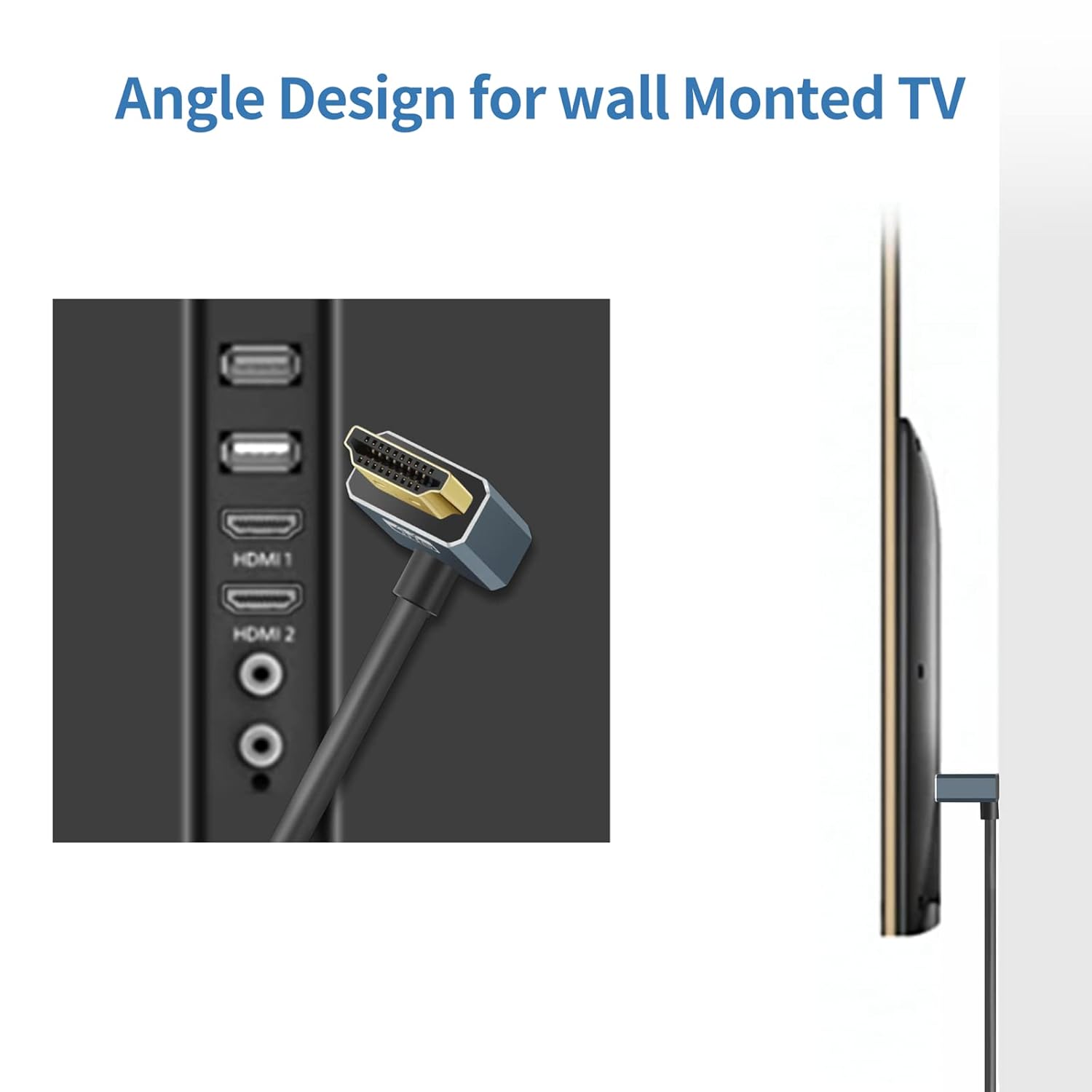 Thumbnail 2 de Twozoh Câble HDMI Angle Coudé 90° Ultra Fin 0,3 m – 4K@60Hz, 3D, Ethernet