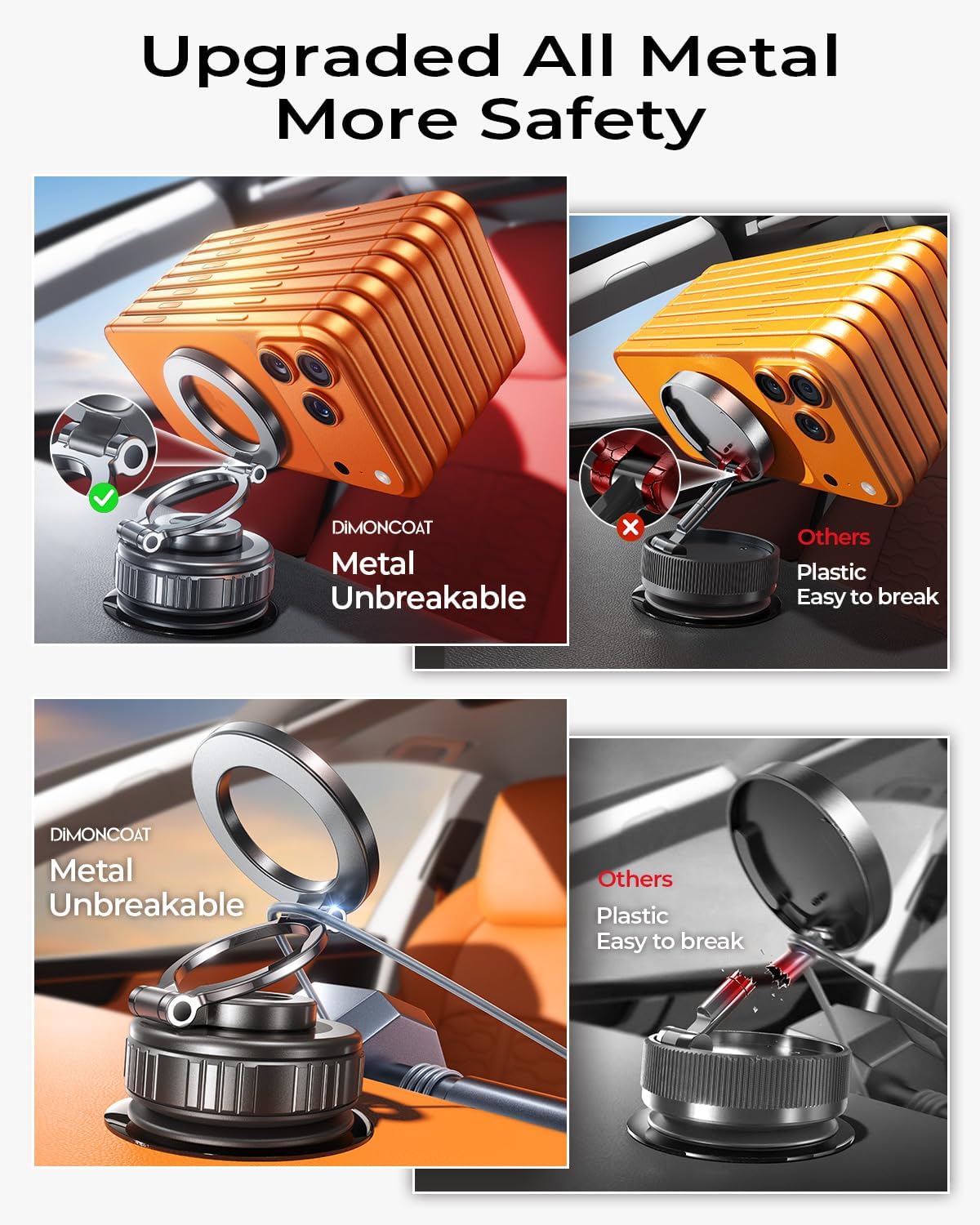 Thumbnail 2 de Magnetic Phone Holder for Car 2026 Heavy Duty (All Metal) — 360° Adjustable Vacuum Suction & N55 Magnetic Mount