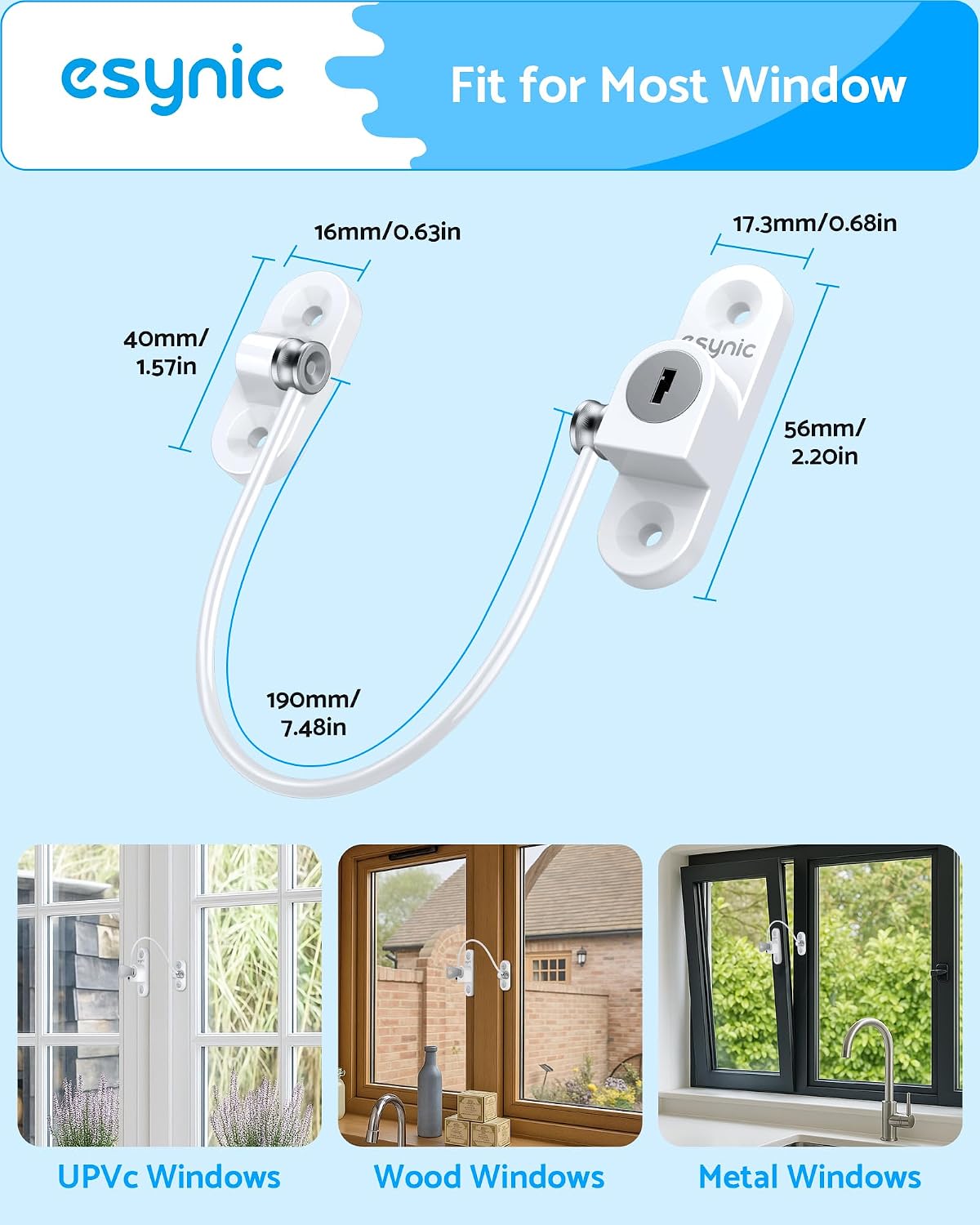 Thumbnail 4 de eSynic 20 Pack Window Restrictors 185mm wire