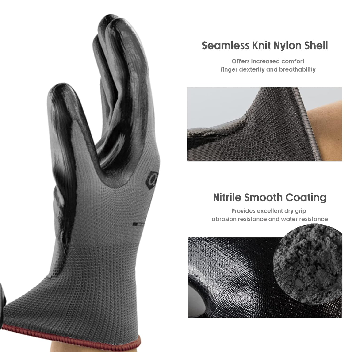 Thumbnail 2 de ANDANDA Men's Work Gloves with Nitrile Coating (Size L) – Pack of 12