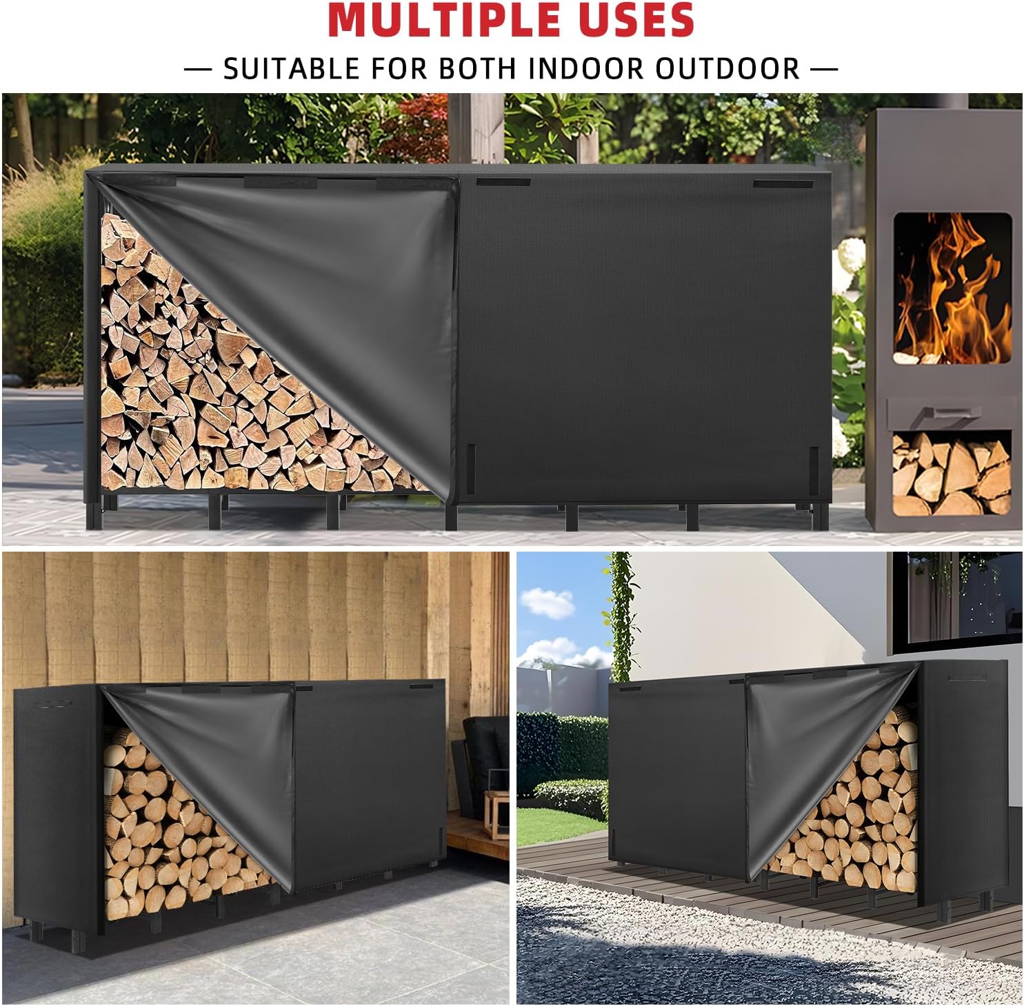 Detalle de Kendane 8FT firewood log rack with cover