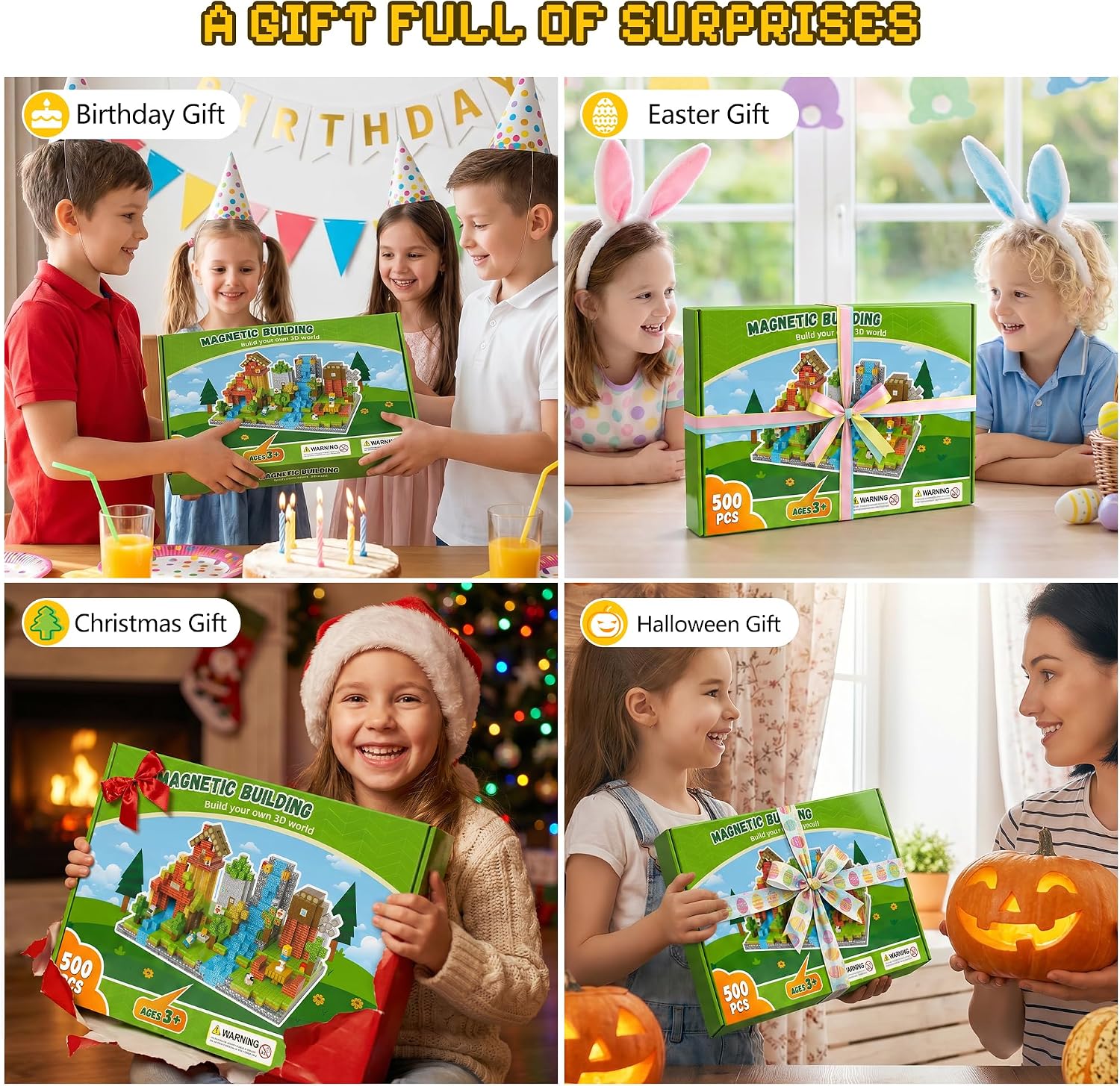 Thumbnail 6 de Fitrobust 500PCS Magnetic Blocks: A Sturdy, Open-Ended STEM Building Set for Kids 3+