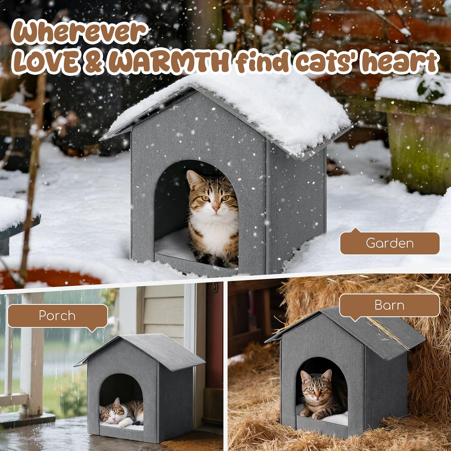 Detalle 2 de Fecuria outdoorcathouse Outdoor Cat House with Waterproof TPU Coating