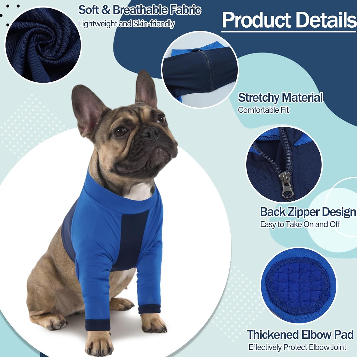 Detalle 2 de LeLePet Dog Recovery Suit for Front Legs