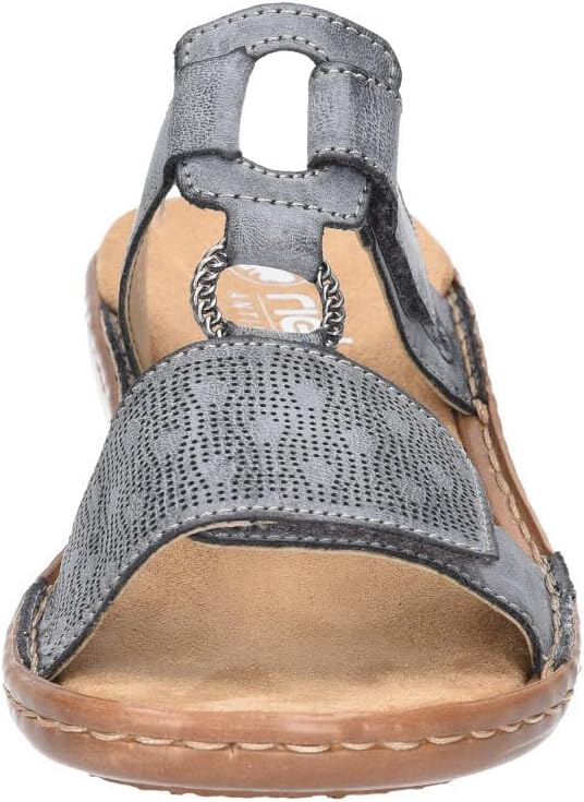 Detalle de Rieker Damen Pantoletten 60885 – Frauen Slipper mit weicher Decksohle