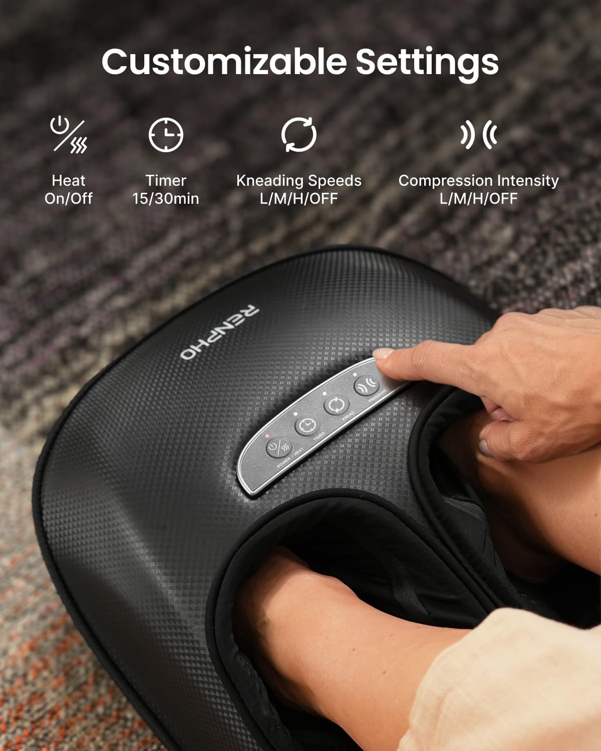 Detalle 2 de RENPHO Fußmassagegerät mit Wärme 55 °C