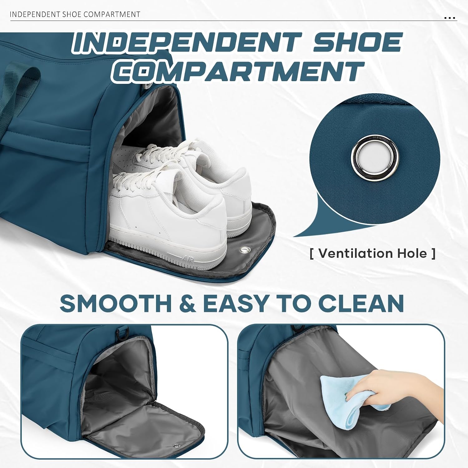 Thumbnail 3 de WEPLAN Sports Gym Bag (Womens Mens) Weekend Duffle with Shoe Compartment, Wet Pocket & 28.8L Capacity