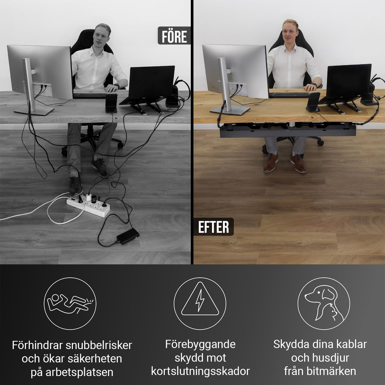Detalle de Ultimate Setup kabelkanal för skrivbord, 90 cm i legerat stål, svart