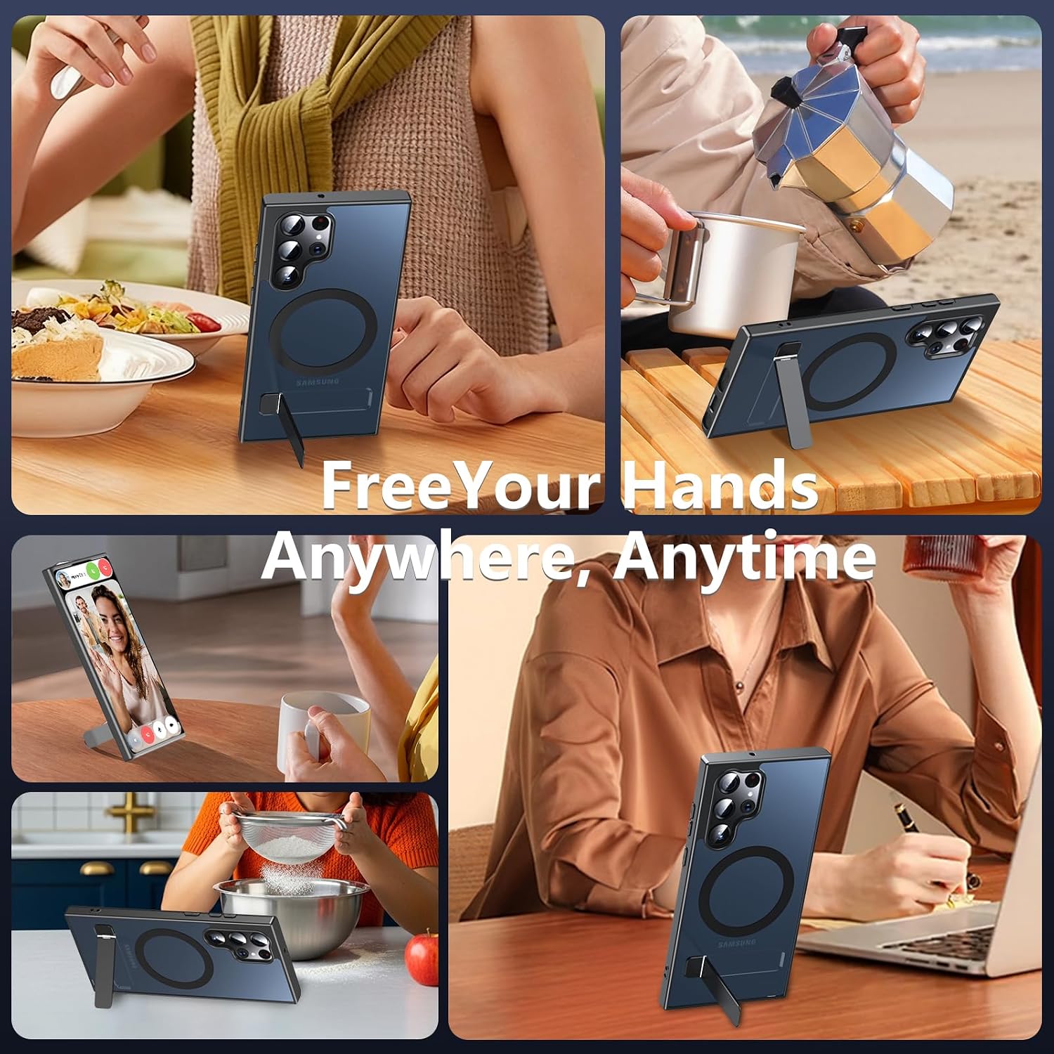 Thumbnail 6 de OWKEY for Samsung Galaxy S22 Ultra Case with Stand — MagSafe Compatible, Military-Grade Protection