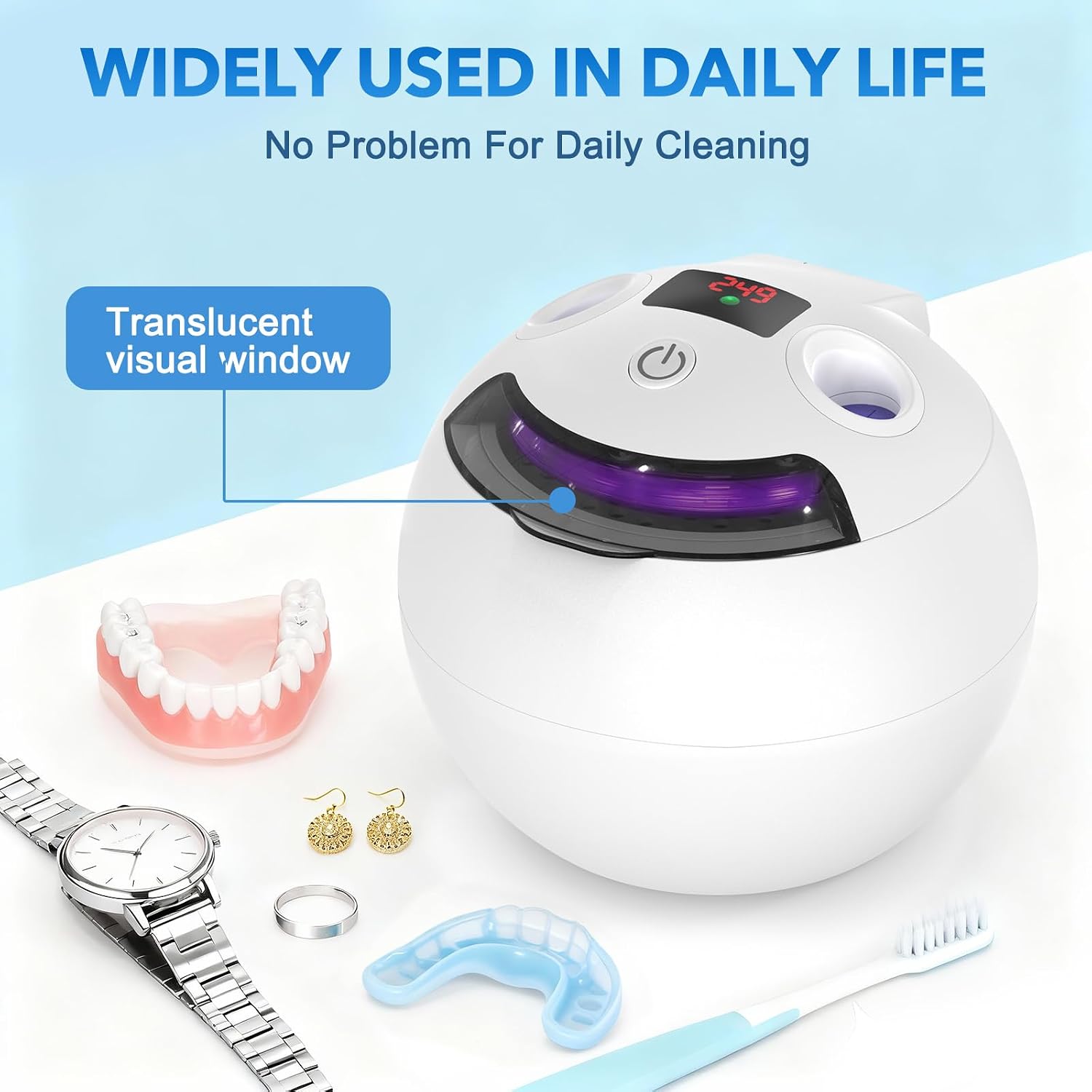 Detalle de SAYCLO GH-UC137 Ultrasonic Retainer Cleaner, 48 kHz, 200 mL, UV Lights