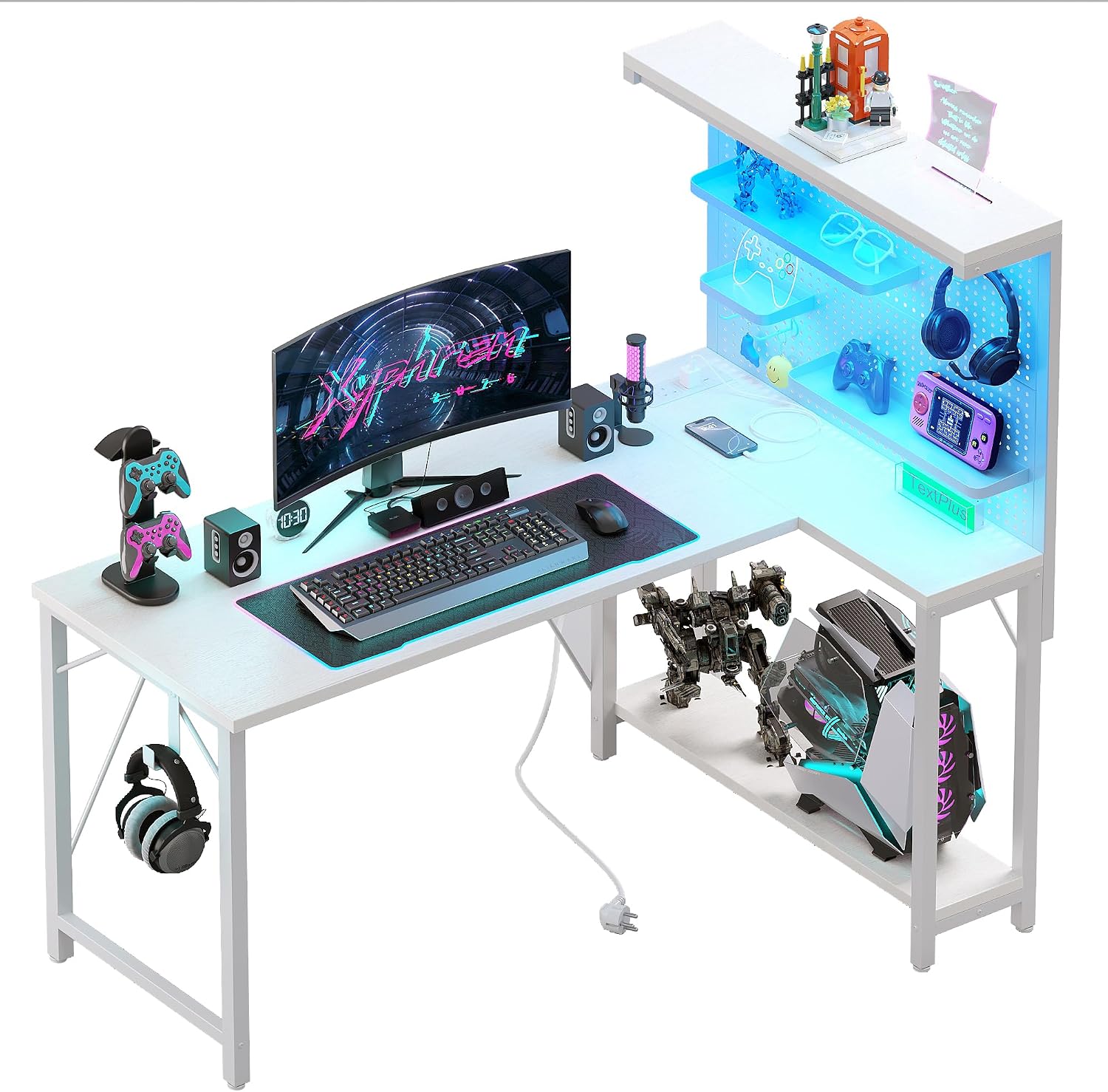Detalle de Xyphren DE-YQZ-ZJDDB-PP L-format gamingbord med hyllor, 120 x 80 cm