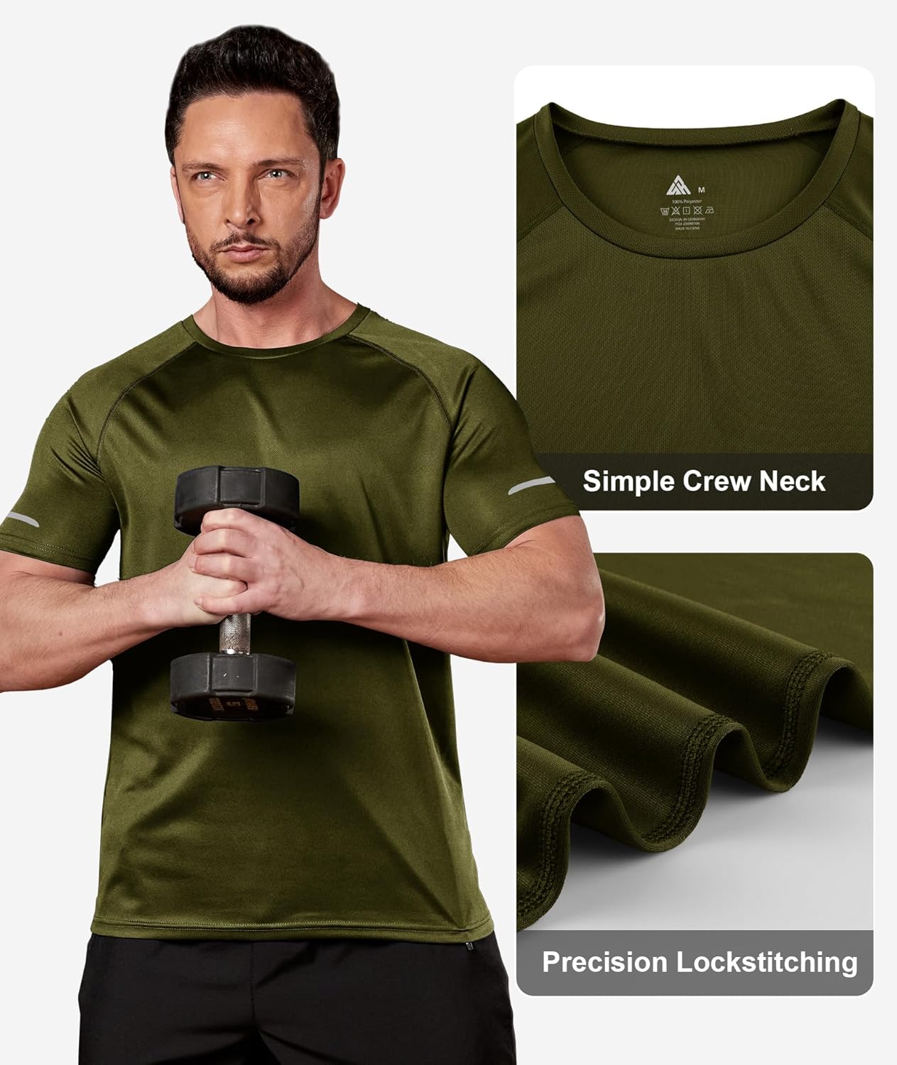 Detalle 2 de ZITY 3 Pezzi T-Shirt Uomo Sportive: set di maniche corte in poliestere traspirante e asciugatura rapida