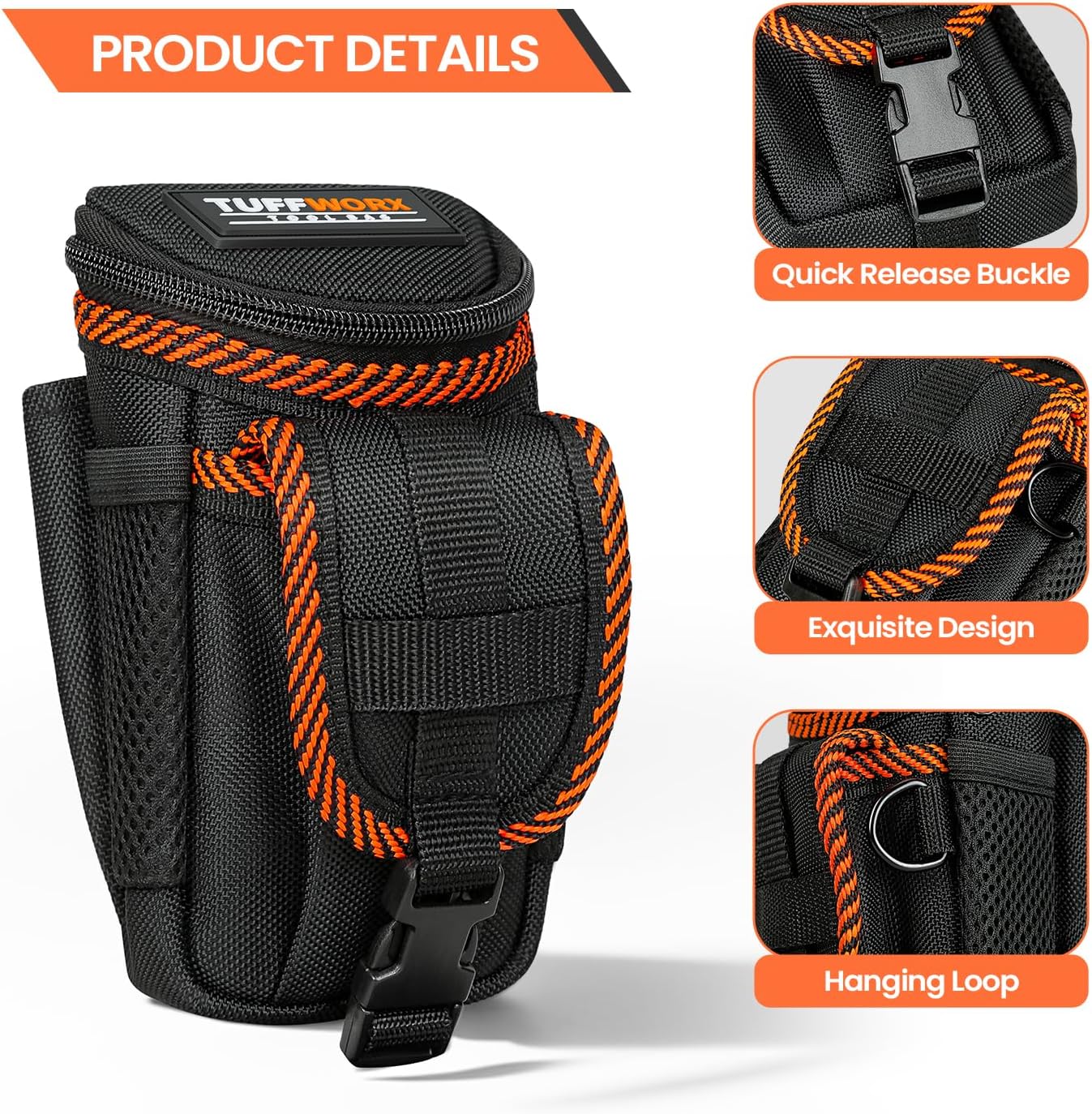 Detalle 2 de TUFFWORX Small Tool Pouch with Belt Clip — Compact, Durable Utility Bag