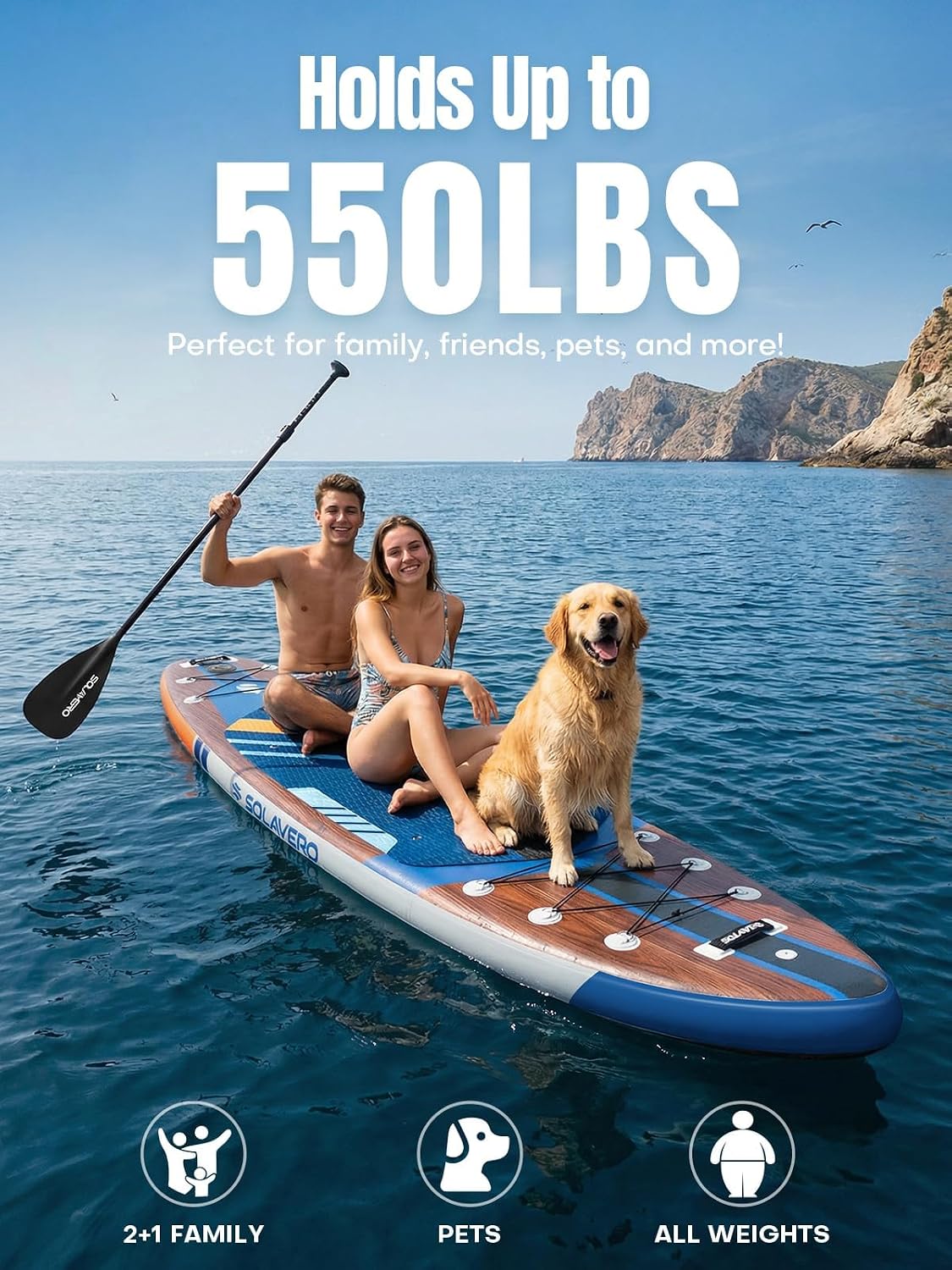 Thumbnail 2 de SOLAVERO 11'6" Inflatable SUP Board, 35" Wide with EVA Deck and Seat