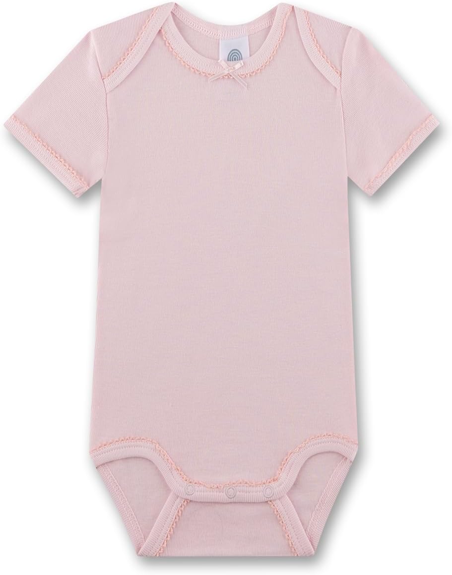 Detalle 1 de Sanetta Baby-Body kurzarm im Doppelpack rosa & off-white Blumen (2er Set) aus Bio-Baumwolle