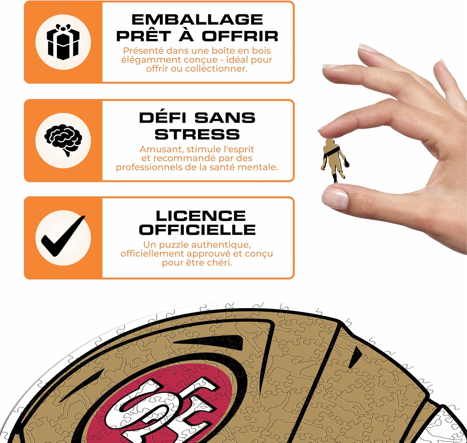 Thumbnail 2 de Iconic Puzzles Casque San Francisco 49ers – Puzzle en bois sous licence officielle NFL, taille S (150 pièces)