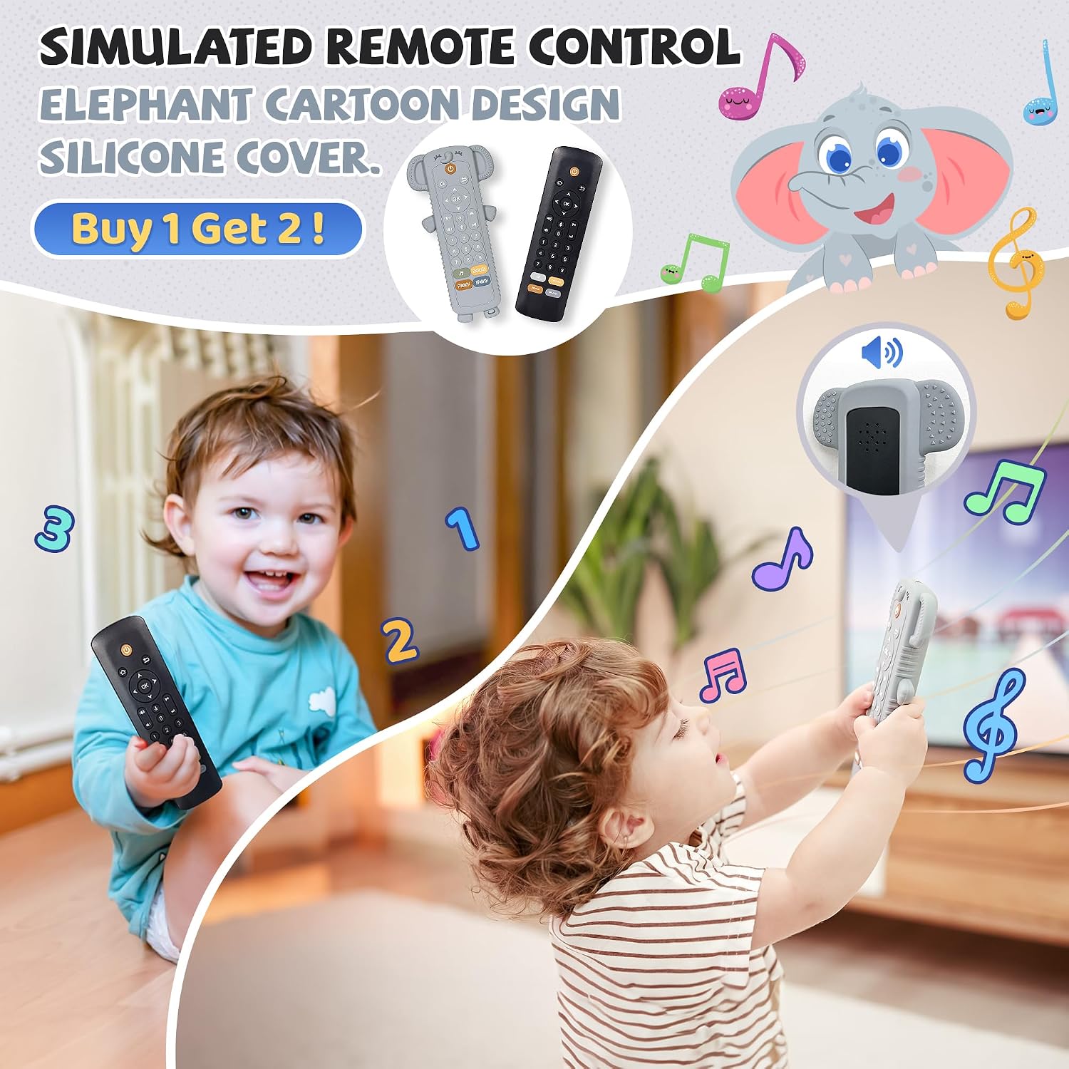 Detalle 2 de Baby remote control toy with silicone teether cover — musical learning in 3 languages (English, Spanish & French) for 6–18 months