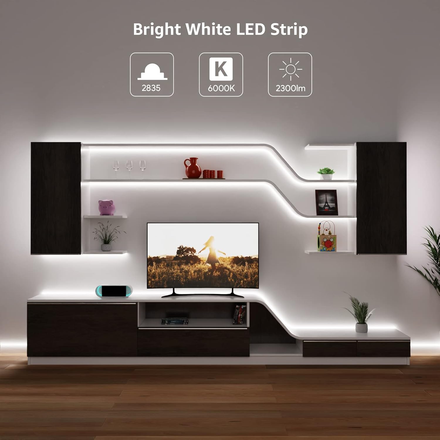 Thumbnail 1 de Lepro LED Strip Kaltweiß 5 m (12 V) mit 300x 2835 LEDs, dimmbar – 6000K, selbstklebend, ohne Netzteil