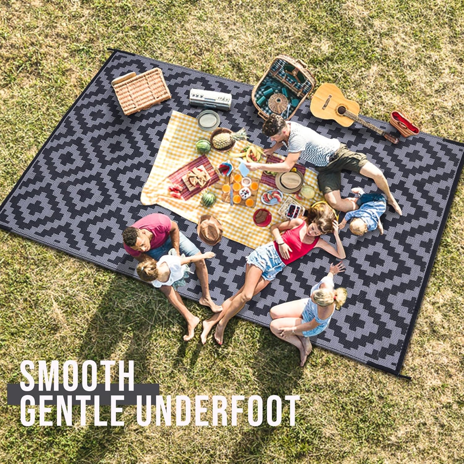 Thumbnail 4 de Homaxy Waterproof Outdoor Rug: Reversible 240 x 300 cm Anti-slip Plastic Straw Carpet for Patio, Deck and Camp