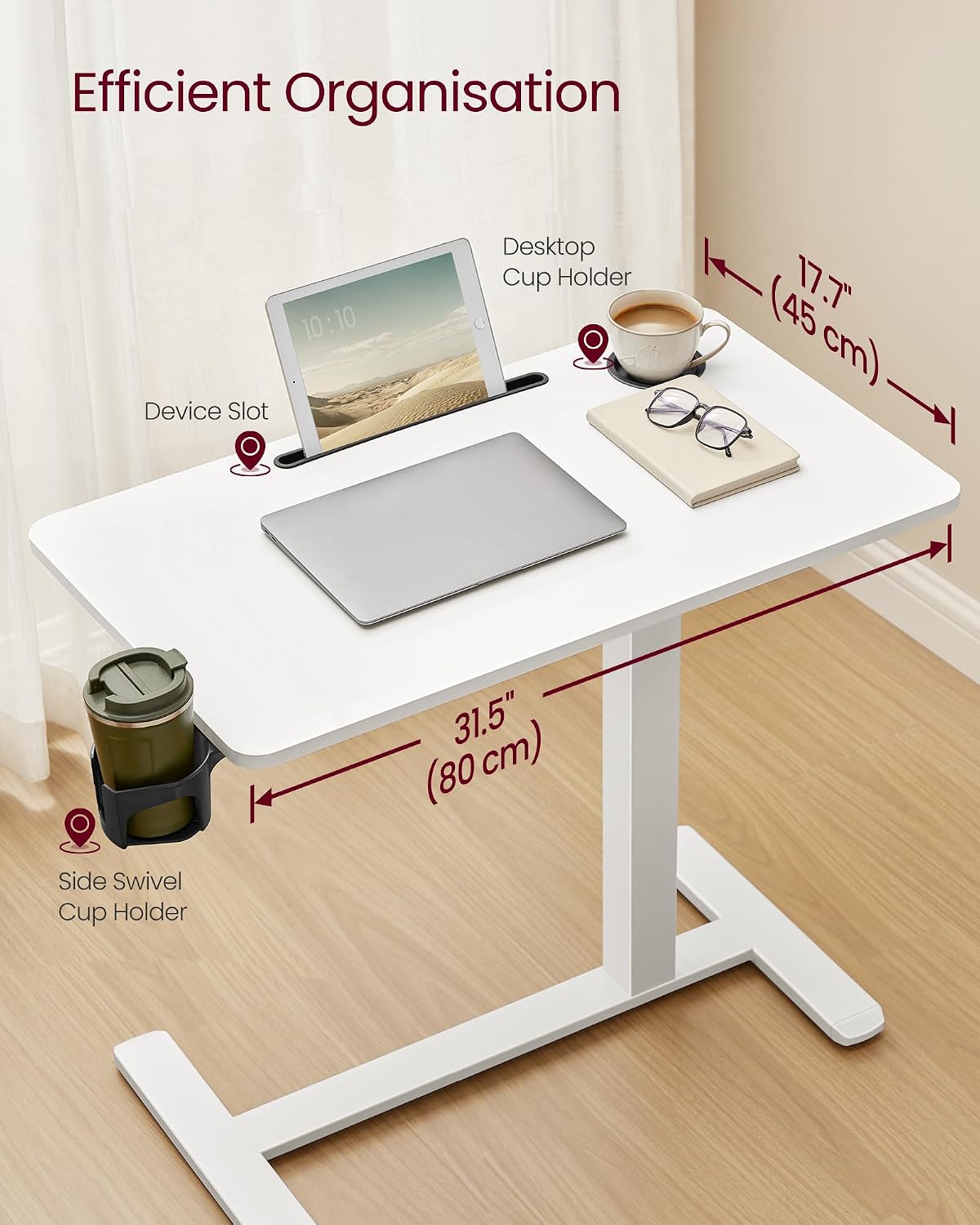 Thumbnail 5 de VASAGLE LSD601YA01 Overbed Table 80x45 cm