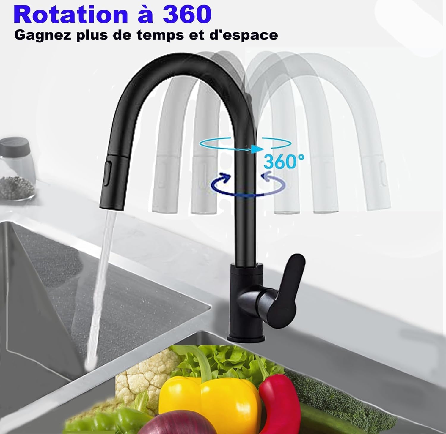 Thumbnail 1 de XWIHTR Robinet de cuisine rétractable 60 cm