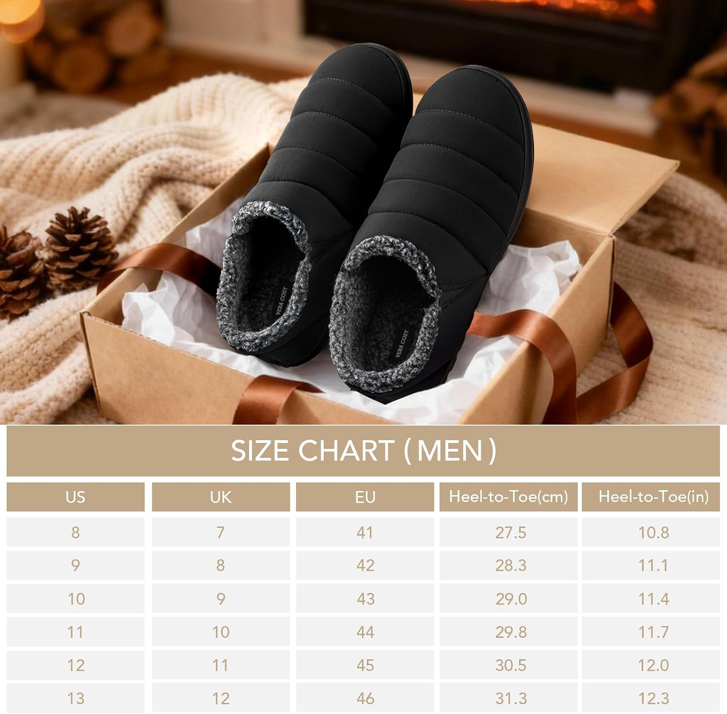 Thumbnail 5 de VeraCosy Men's Quilted Memory Foam Ankle Slippers