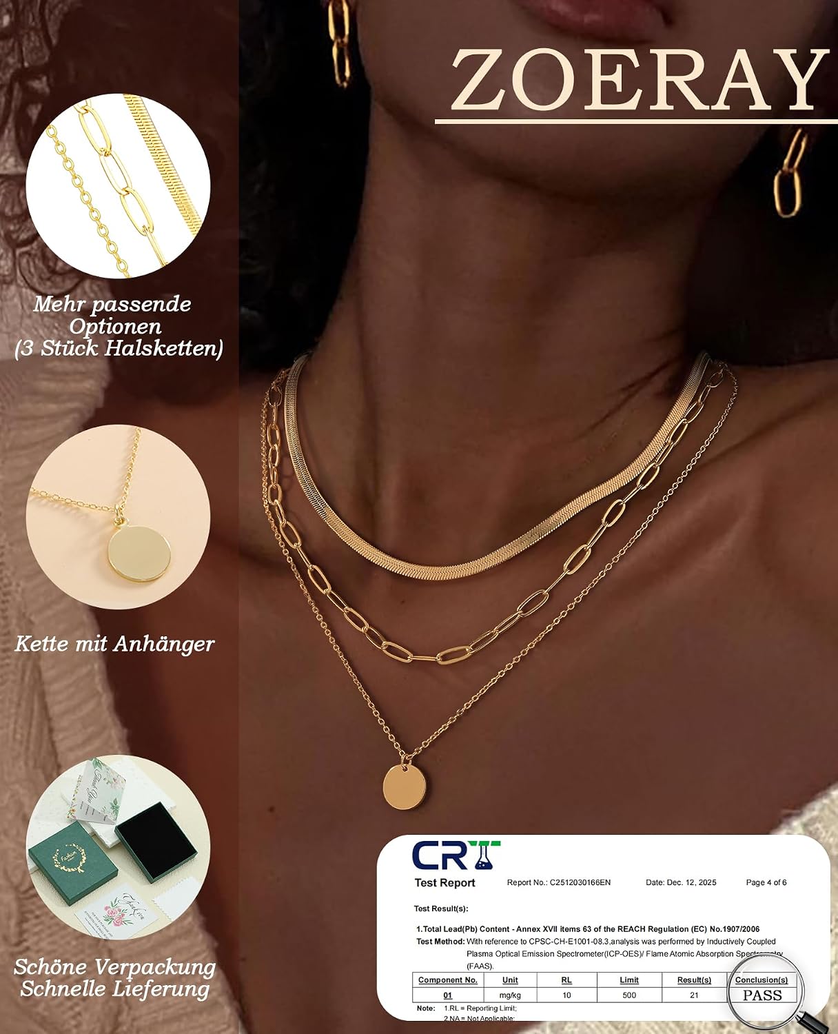 Thumbnail 2 de ZOERAY Kette Gold Silber 18K vergoldet 47 cm