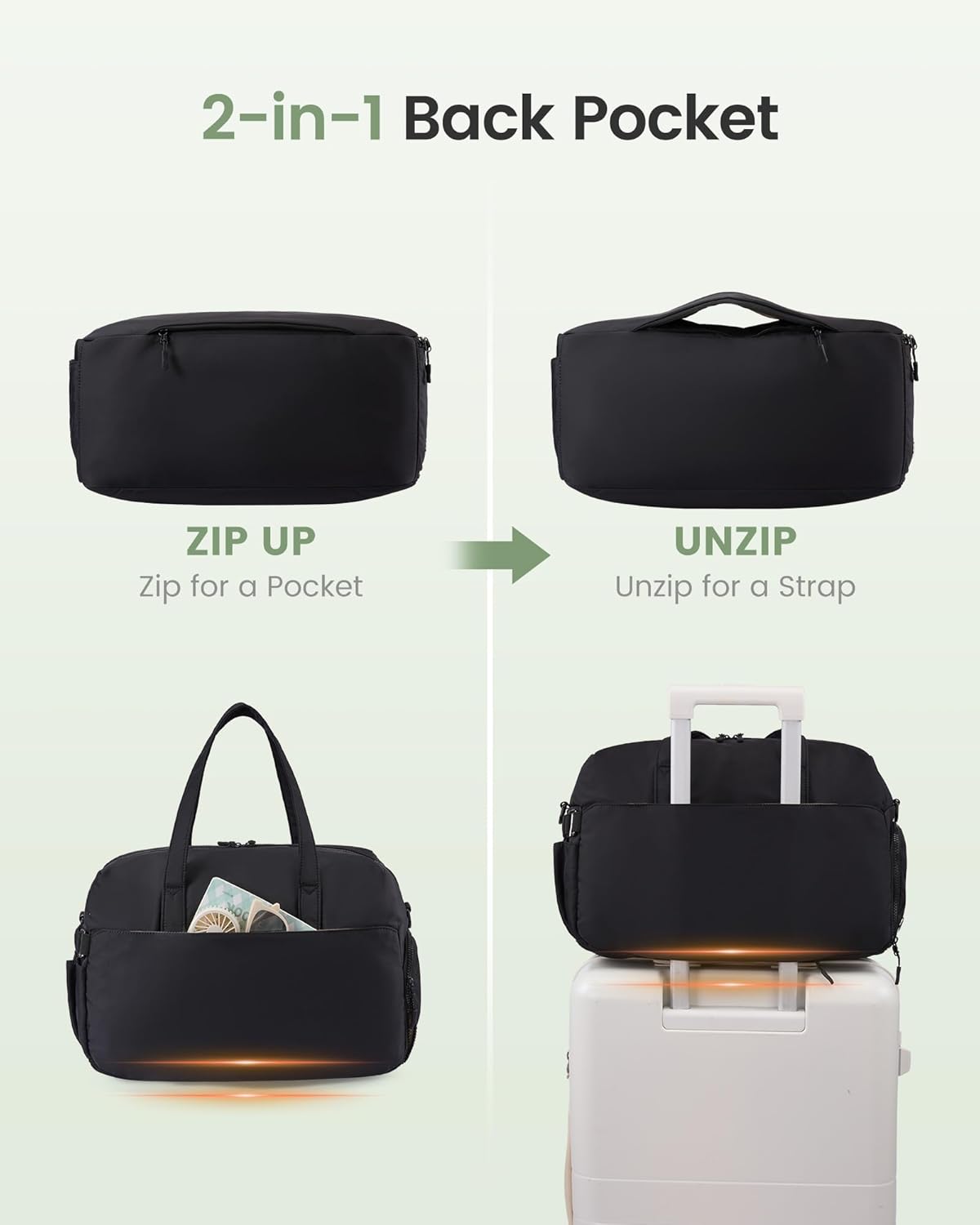 Detalle 2 de LOVEVOOK Sporttasche/Weekender klein für Damen – handgepäcktaugliche Reisetasche mit Schuhfach