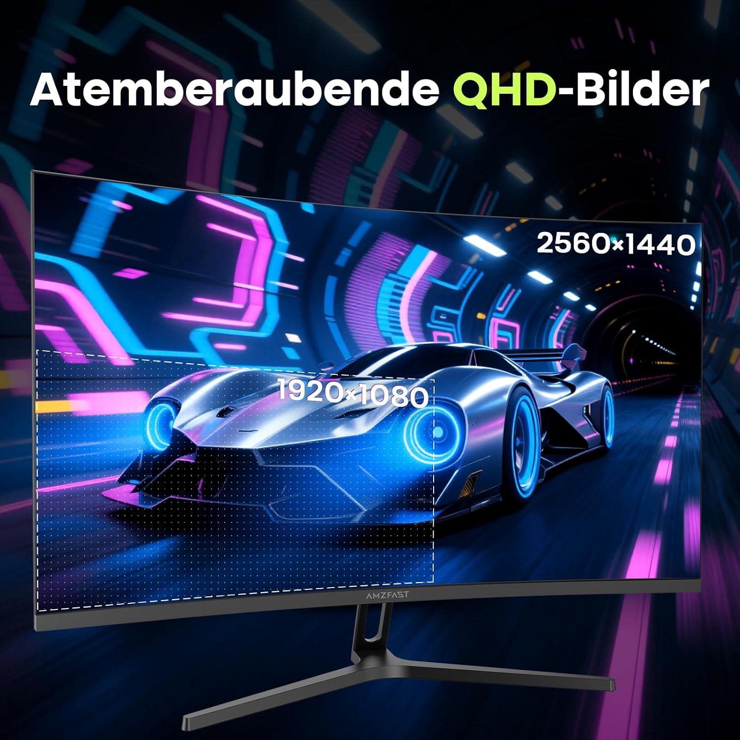 Detalle de Amzfast AMZG27C1Q PRO – 27 Zoll Curved Gaming Monitor mit 280 Hz, QHD, HDR400