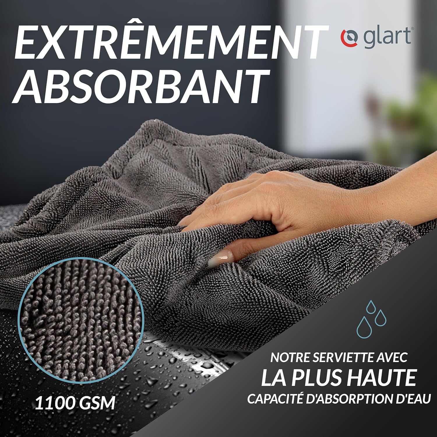 Thumbnail 2 de Glart 44TW8 Twist Serviette de Séchage Auto XXL – Chiffon de microfibre absorbant 80×55 cm