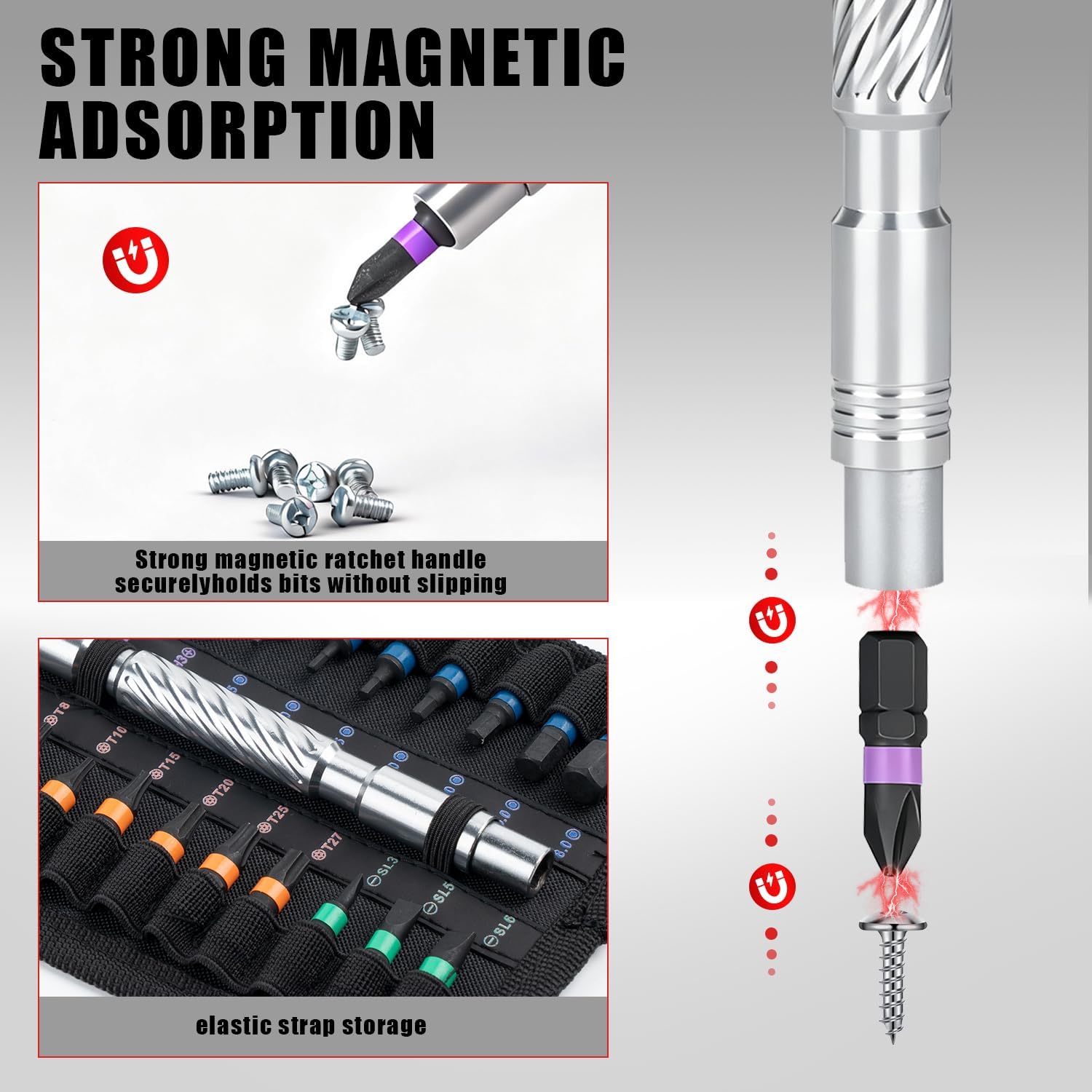 Detalle de VMAN RS24S Ratchet Screwdriver Set with S2 Steel Bits and Flexible Shaft