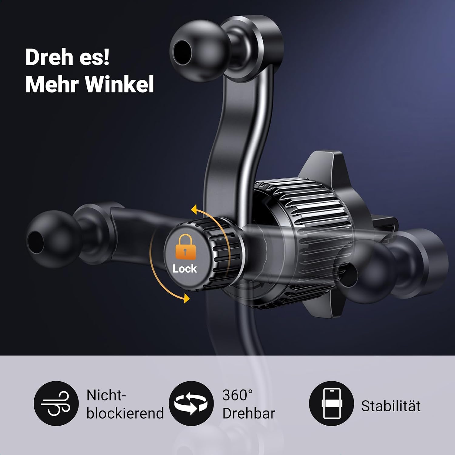Detalle de UGREEN Auto-Lüftungshalterung 360° Drehbar – Kompakt, stabil und universell kompatibel