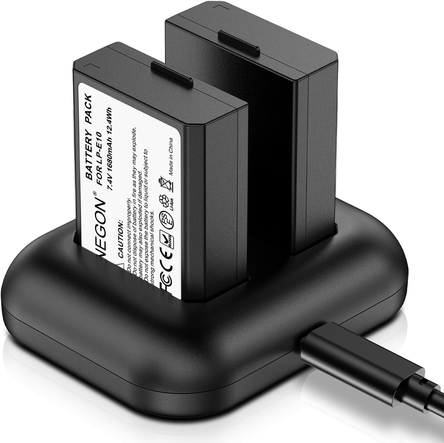 Detalle de ENEGON Ersatzbatterie (2×1680mAh) und Rapid Dual Ladegerät für Canon LP-E10 – kompatibel mit EOS-Rebel-Reihe