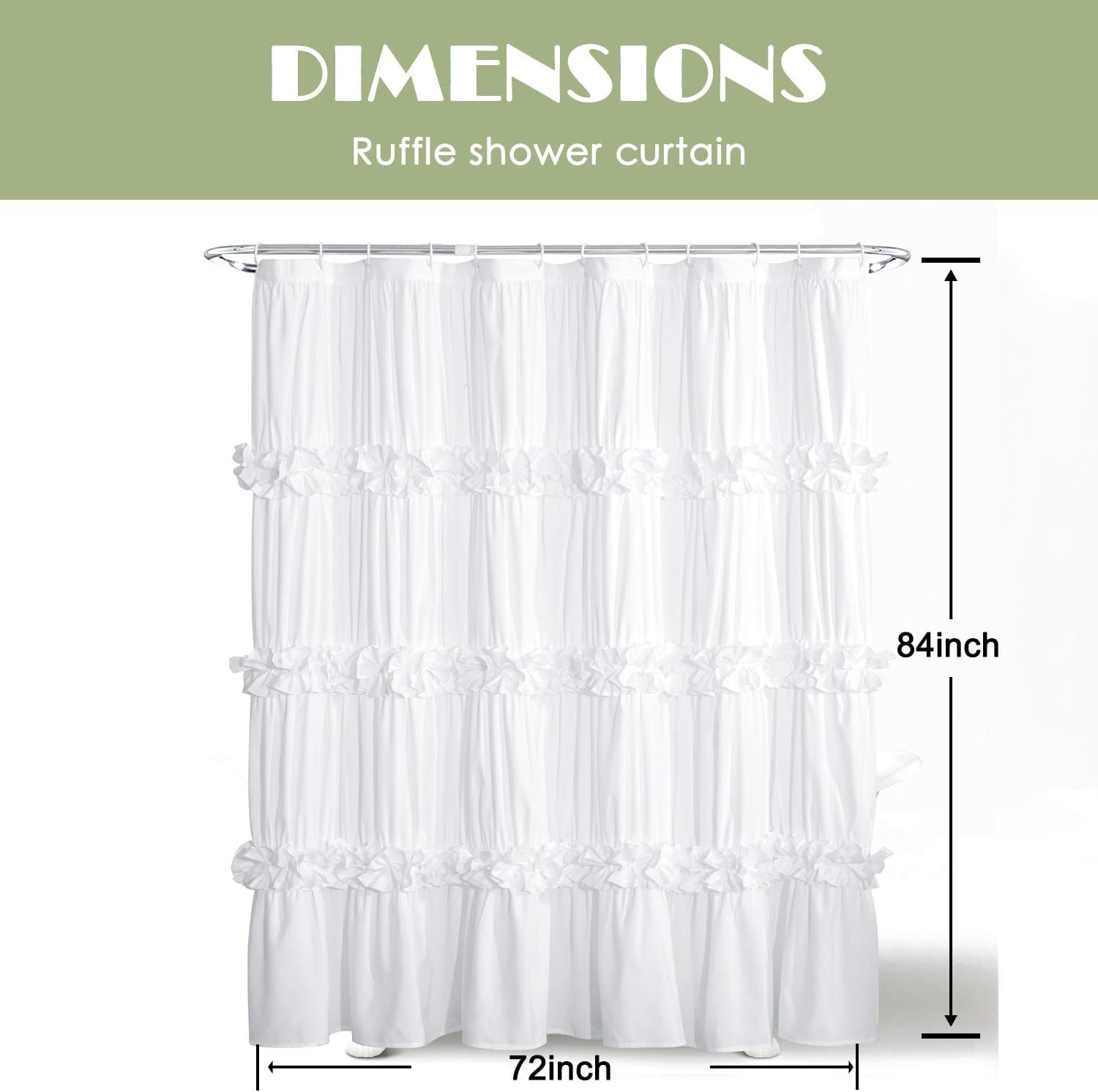 Detalle 2 de Homechoice Decor Ruffle Shower Curtain, 72 x 84 Inches