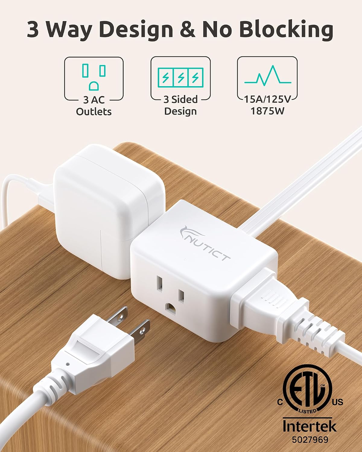 Detalle de NUTICT Outlet Extender with 6-Inch Cord