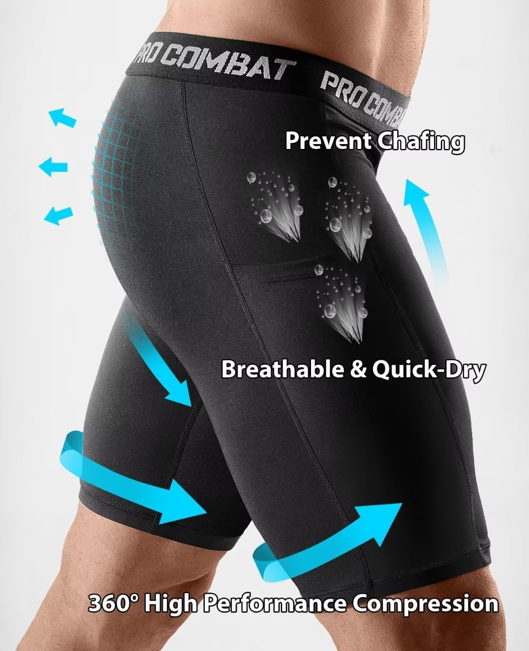 Thumbnail 3 de Niksa 1 or 3 Pack Mens Compression Shorts – Lightweight, Quick-Drying Base Layer