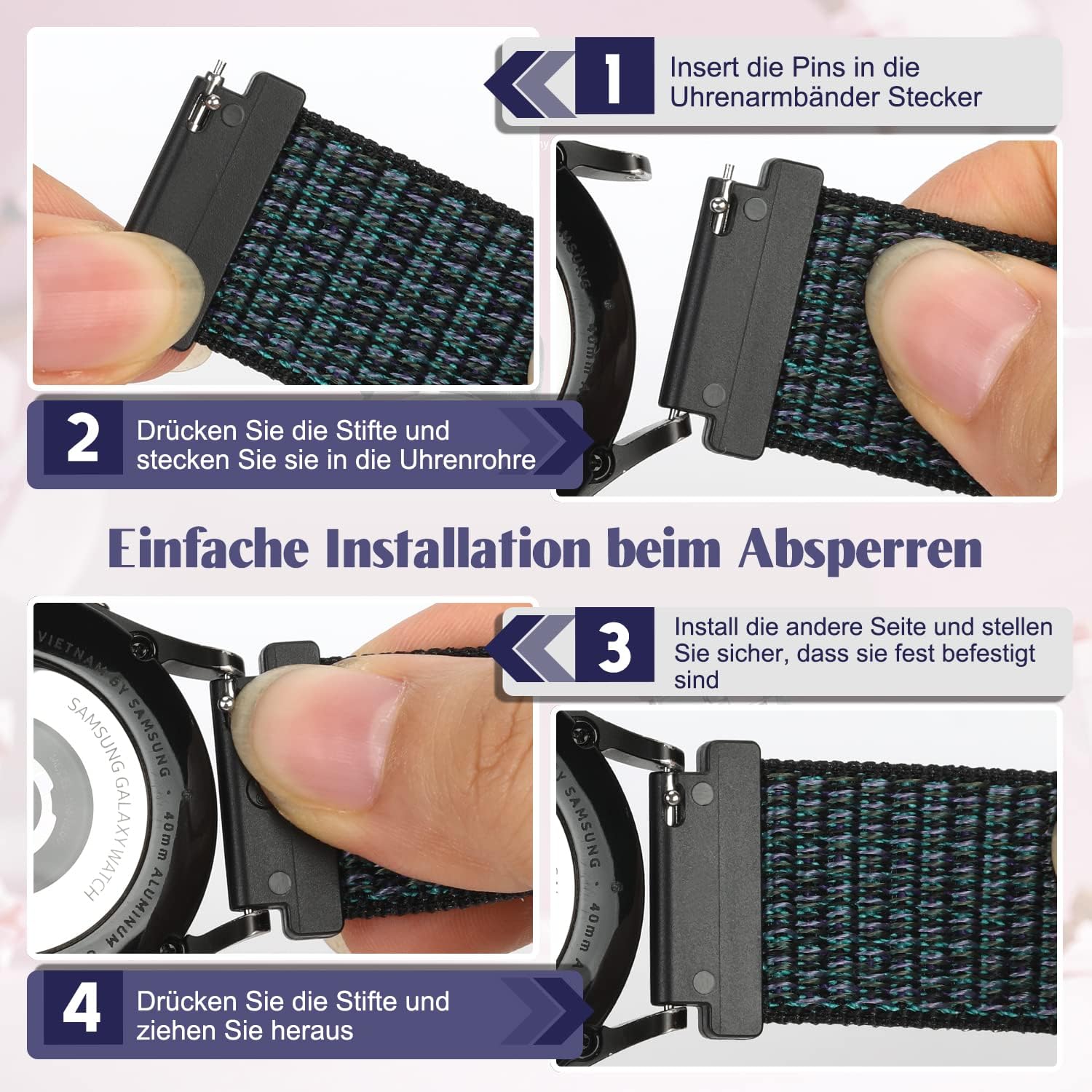 Thumbnail 2 de Vodtian 18 mm Nylon Armband mit Schnellverschluss – kompatibel mit Garmin Venu 2S/3S, Vivoactive 4S & mehr